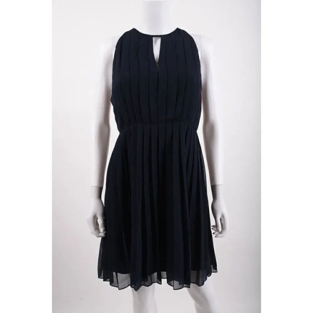J.Crew Womens Pleated Dress A-Line Chiffon Sz 0 Navy Blue Style 46157